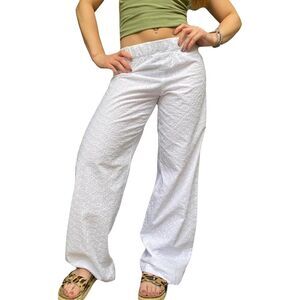 Raruxxin Y2K Eyelet Cute Flower Embroidered Pants, S, 1O-1315B003 134